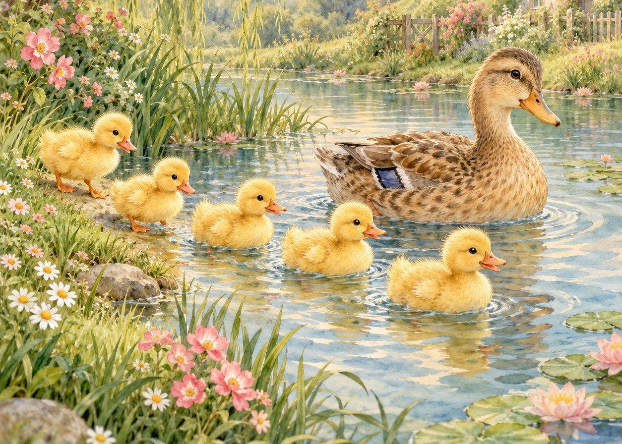 Five Little Ducks watercolor