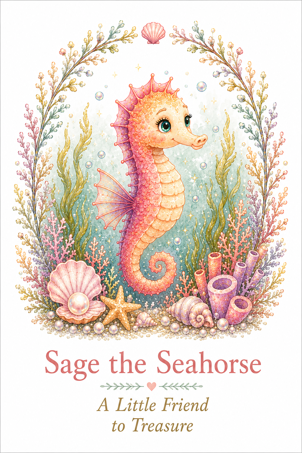 Sage the Seahorse watercolor art print