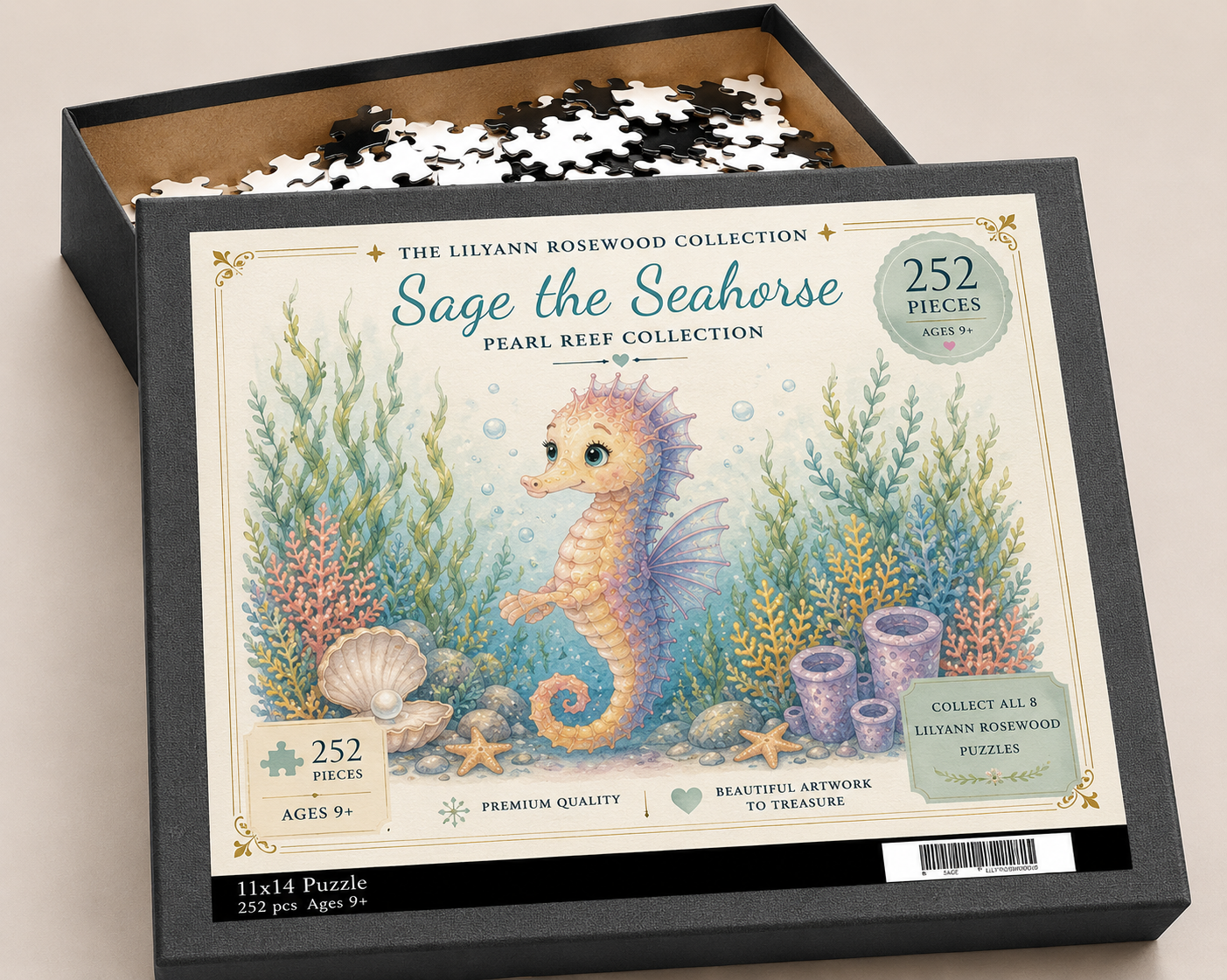 Sage the Seahorse 252-piece puzzle with illustrated box