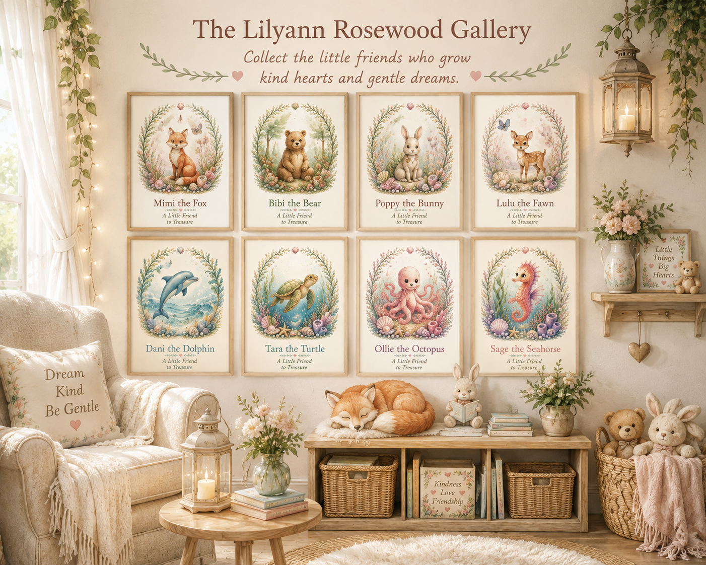 The complete Lilyann Rosewood gallery displayed as framed wall art